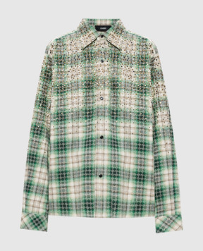 AMIRI Green checkered shirt with crystals AM426SH054