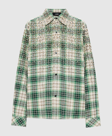 Green checkered shirt with crystals