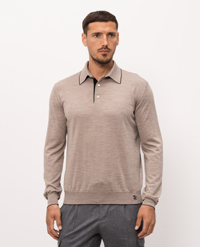 Stefano Ricci Brown wool, cashmere and silk polo shirt KE08004P03E26374