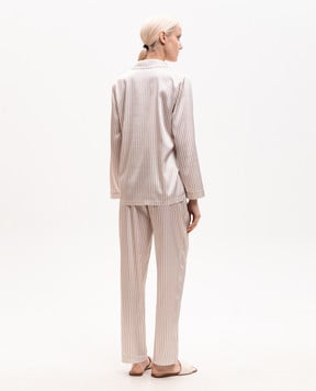 Dore & Rose Beige striped silk pajamas SILKPJSET
