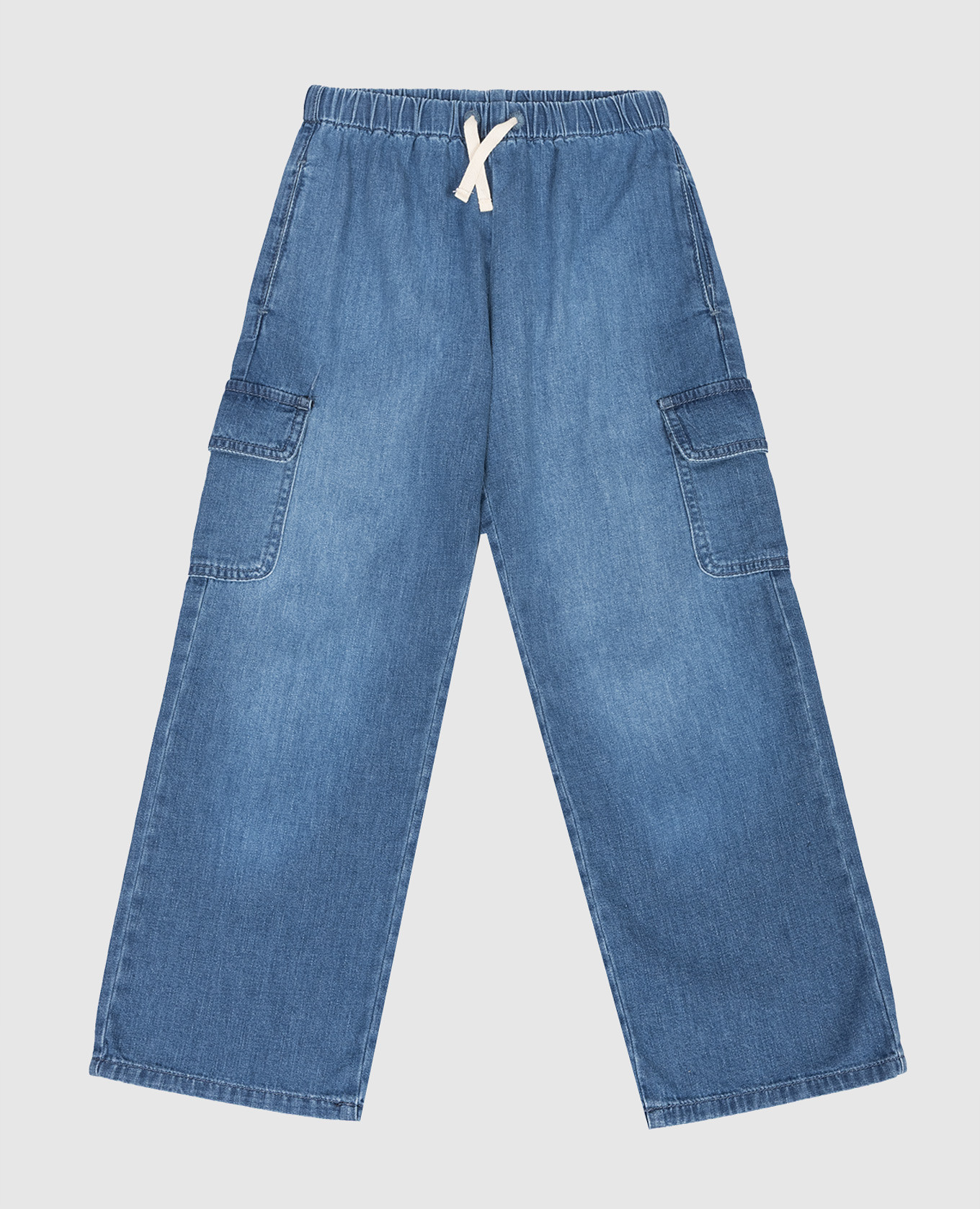 

Kids' blue cargo jeans with logo print Palm Angels