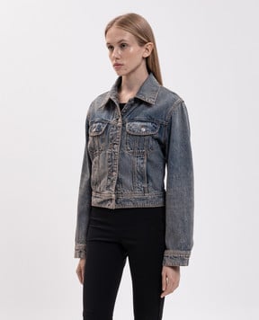 Alexander McQueen Blue denim jacket with a worn effect 871901QMAD4