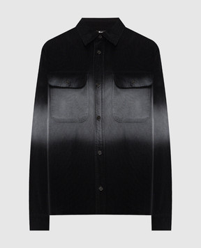 Palm Angels Black velvet shirt with a degraded effect PMES024S26FAB001