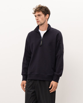 C.P. Company Blue sweatshirt with logo patch MSS033A005086W