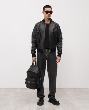 Palm Angels Black leather jacket PMJD008F23LEA001