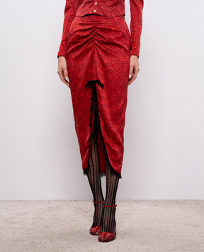 Alessandra Rich Red patterned silk midi skirt FABX4283F4670