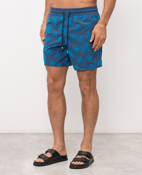 Vilebrequin Moorea Blue Textured Print Swim Shorts MOOED236