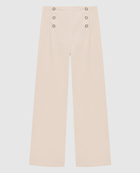 Twinset Beige flared jeans with logo patch 261TP211A