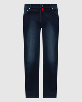 Kiton Blue jeans with logo patch UPNJSK0621H