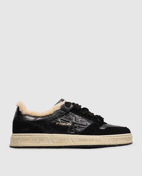 Premiata Quinnd black leather sneakers with fur QUINND8653M