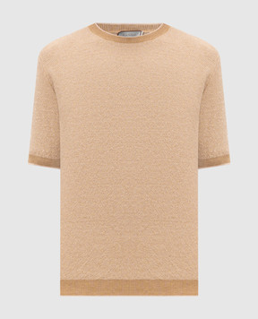 Canali Beige linen and silk T-shirt MK02462C1181