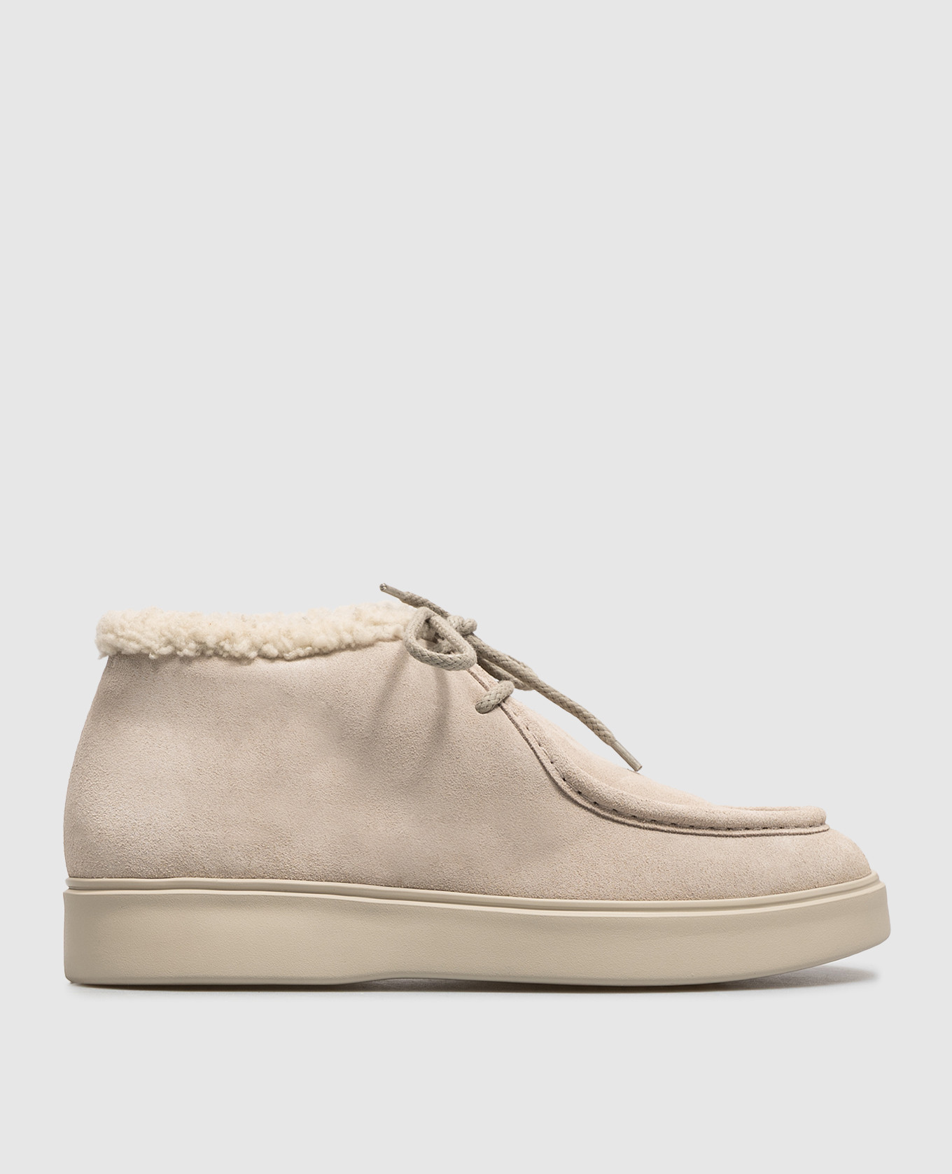 Beige suede deserts Frame on fur Officine Creative