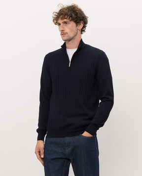 Bertolo Cashmere Blue silk and wool jumper 902645002566
