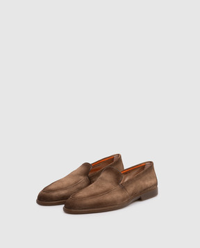 Santoni Brown suede loafers with a degraded effect MGAG18829TGRSEAA