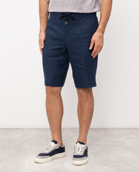 CAPOBIANCO Blue linen shorts 20M851LL00