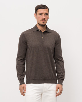 Brunello Cucinelli Brown wool and cashmere polo shirt M2400295