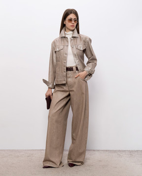 Brunello Cucinelli Beige denim jacket with lurex ML1097328P