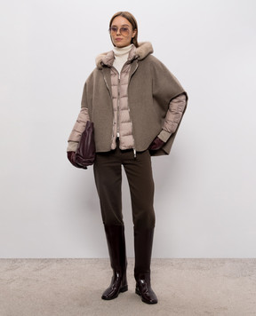 MooRER Brown PEGASO down jacket with wool vest PEGASOIKA