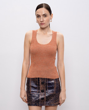 Twinset Orange linen top with lurex 261TT3212