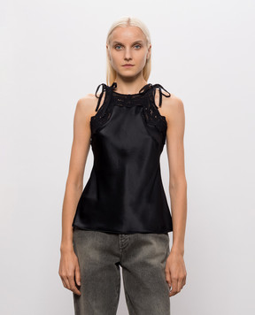 Ermanno Scervino Black silk top D492L351RNXE