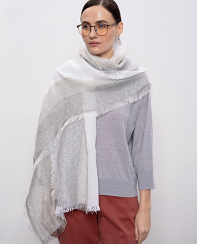 Peserico White linen scarf with lurex S31545C0CC826