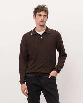 Castangia dal 1850 Brown polo shirt with pattern NCCA52H26I26