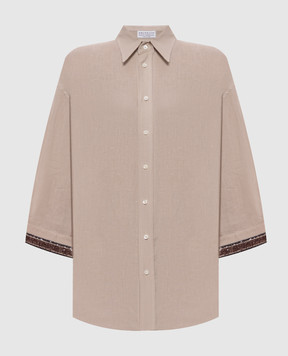 Brunello Cucinelli Beige linen shirt with sequins MP698MR606
