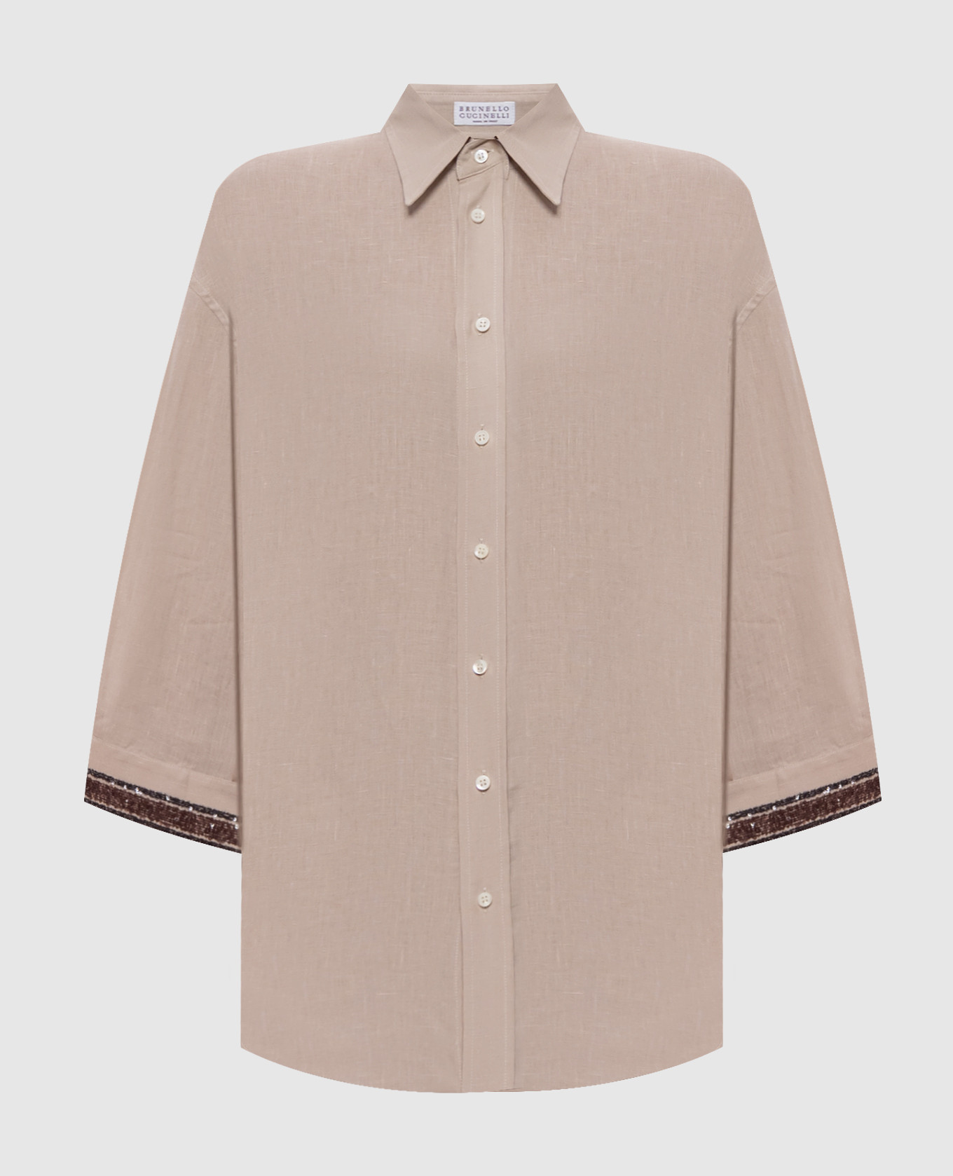 Beige linen shirt with sequins