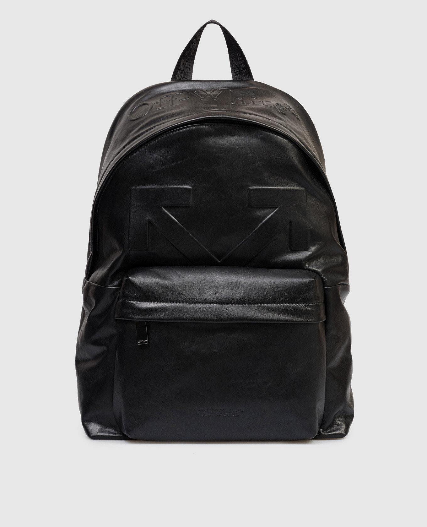 

Black leather backpack with textured logo Off-White
