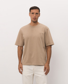 Ami Paris Beige T-shirt with emblem UTS341726