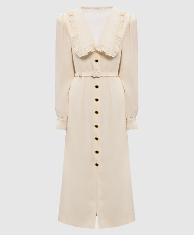 Ivory wool midi dress