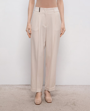 Peserico Beige wool trousers with lapels A0458203472