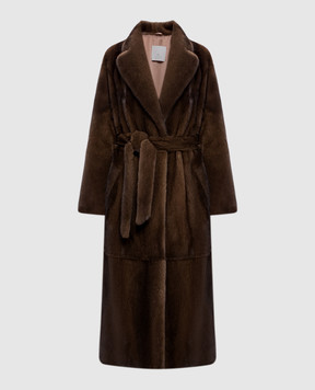 Rindi Brown mink fur coat with a smell 042VS026