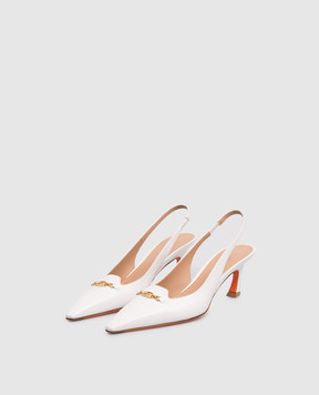 Santoni White leather slingbacks with monogram WDEM72112HA2NWLN
