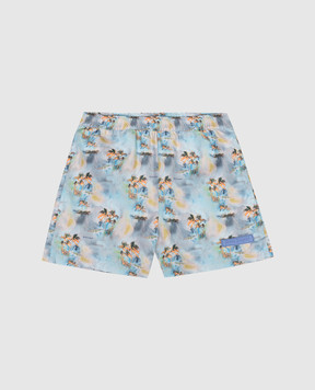 Palm Angels Blue printed swim shorts PBFD001S26FAB001
