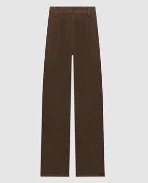 Brunello Cucinelli Brown cotton pants with monil chain MB152P9352