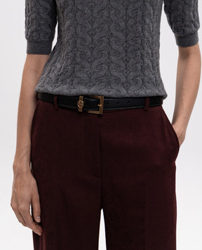 Etro Black leather belt with textured emblem WP3A0019AP11R