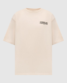 Comme des Fuckdown Beige T-shirt with branded print FMS6CFABM01938