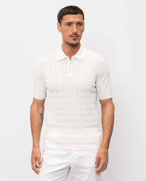 Cashmere&Whiskey White polo with textured pattern M54268011