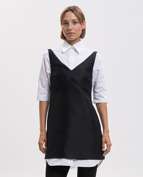 Balenciaga Black wool and silk shirt dress A00296TUT22