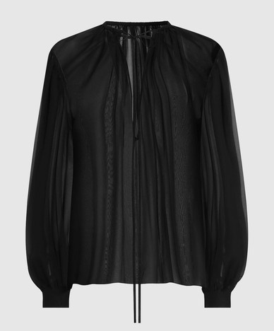 Schwarze Seidenbluse