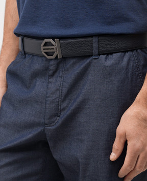Stefano Ricci Blue leather belt with logo N382VDC554U