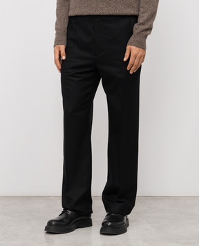 Moncler Black wool trousers with logo K20912A0004354272