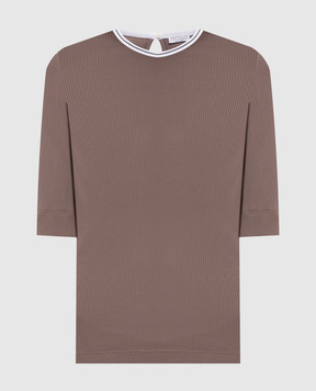 Brunello Cucinelli Brown top with monil chain MG902DO300