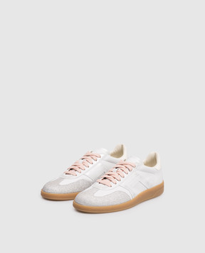 Santoni White leather sneakers with glitter WBPL61481FARTLMX