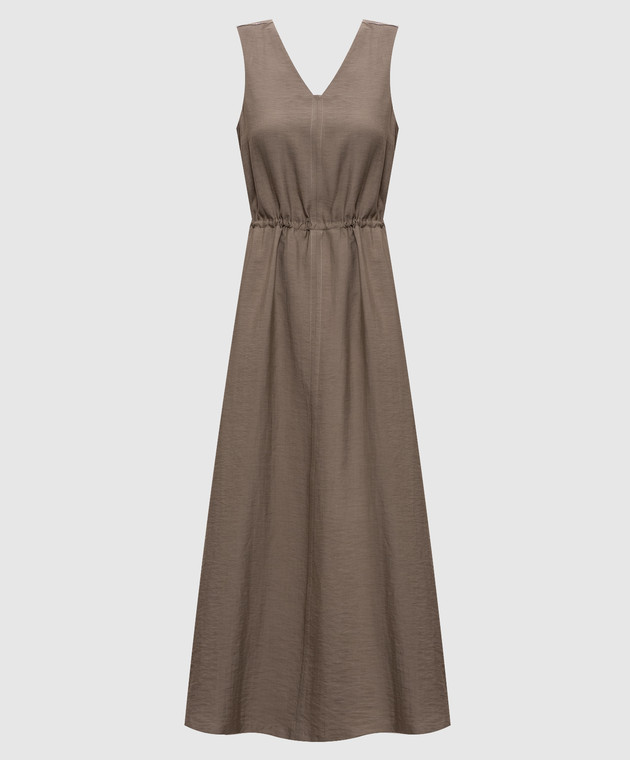 Peserico - Brown linen dress with monil chain A0222405435 - shop with Estonia delivery at Symbol Peserico - Brown linen dress with monil chain A0222405435 - shop with Estonia delivery at Symbol
