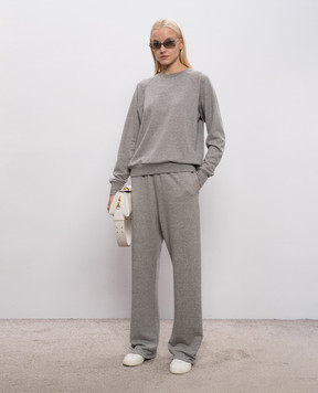 The Row Eulalia grey melange cashmere sweatshirt 10674K628