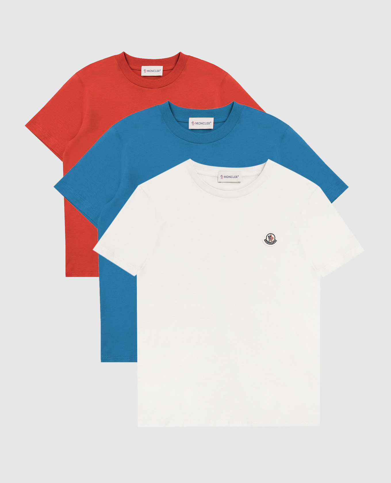 

Children's set of T-shirts with logo patch Moncler ENFANT, White