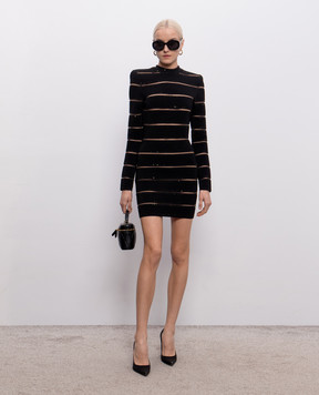 Balmain Black mini dress with sequins GF0R8955KJ84
