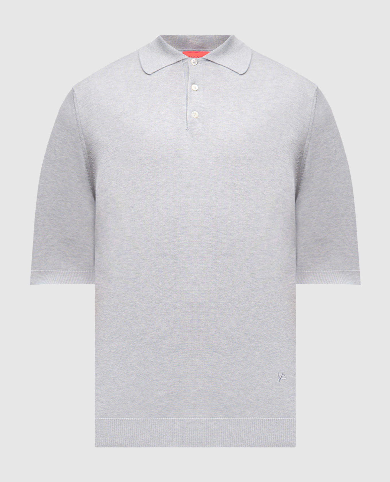 Gray silk polo shirt
